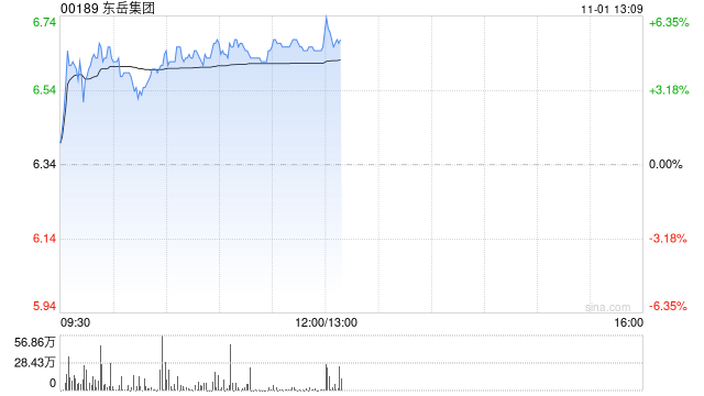 东岳集团现涨超4% 东岳硅材前三季度纯利同比增长131.06%