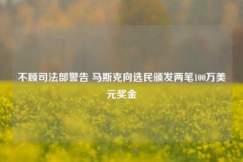 不顾司法部警告 马斯克向选民颁发两笔100万美元奖金