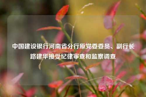 中国建设银行河南省分行原党委委员、副行长路建华接受纪律审查和监察调查