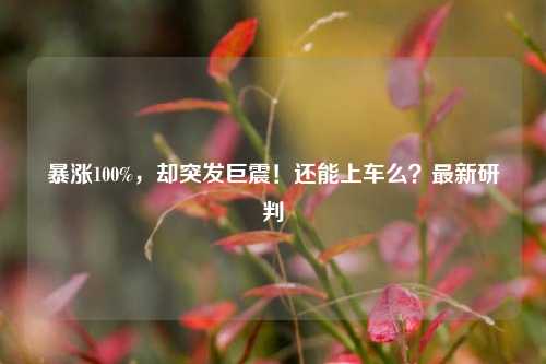 暴涨100%，却突发巨震！还能上车么？最新研判