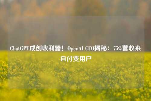 ChatGPT成创收利器！OpenAI CFO揭秘：75%营收来自付费用户