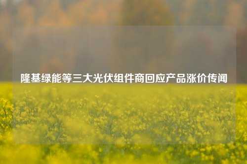 隆基绿能等三大光伏组件商回应产品涨价传闻