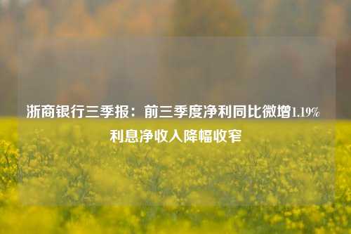 浙商银行三季报：前三季度净利同比微增1.19% 利息净收入降幅收窄