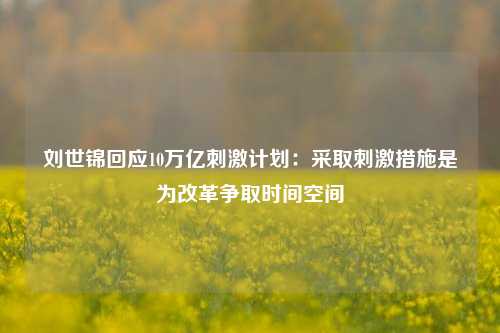 刘世锦回应10万亿刺激计划：采取刺激措施是为改革争取时间空间