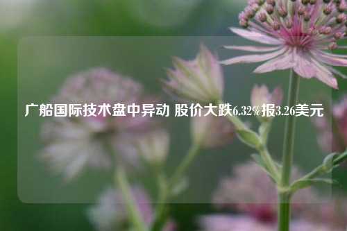 广船国际技术盘中异动 股价大跌6.32%报3.26美元