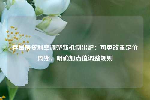 存量房贷利率调整新机制出炉：可更改重定价周期，明确加点值调整规则