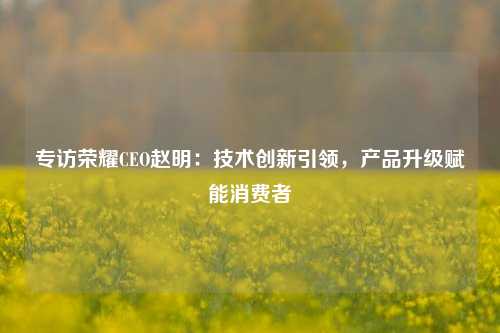 专访荣耀CEO赵明：技术创新引领，产品升级赋能消费者