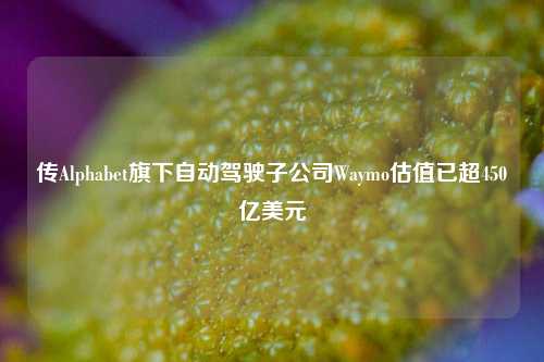 传Alphabet旗下自动驾驶子公司Waymo估值已超450亿美元