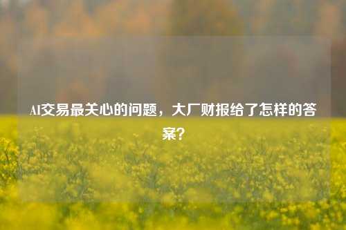 AI交易最关心的问题，大厂财报给了怎样的答案？