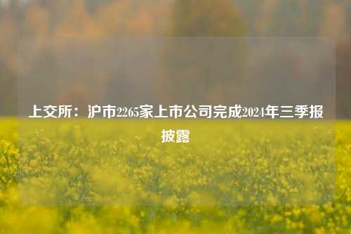 上交所：沪市2265家上市公司完成2024年三季报披露