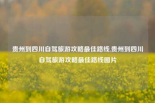 贵州到四川自驾旅游攻略最佳路线,贵州到四川自驾旅游攻略最佳路线图片