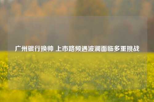 广州银行换帅 上市路频遇波澜面临多重挑战