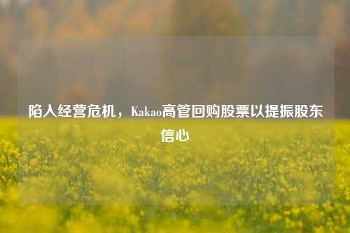 陷入经营危机，Kakao高管回购股票以提振股东信心