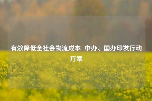 有效降低全社会物流成本  中办、国办印发行动方案