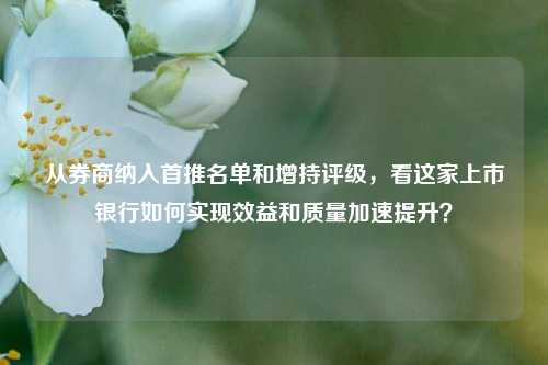 从券商纳入首推名单和增持评级，看这家上市银行如何实现效益和质量加速提升？