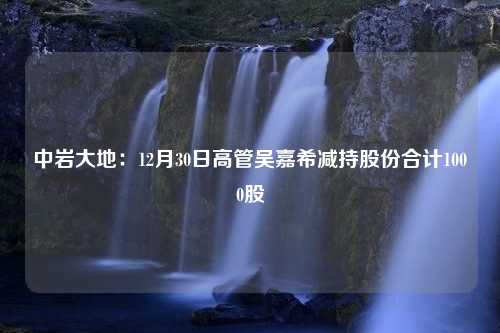 中岩大地：12月30日高管吴嘉希减持股份合计1000股