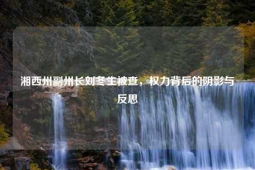 湘西州副州长刘冬生被查，权力背后的阴影与反思